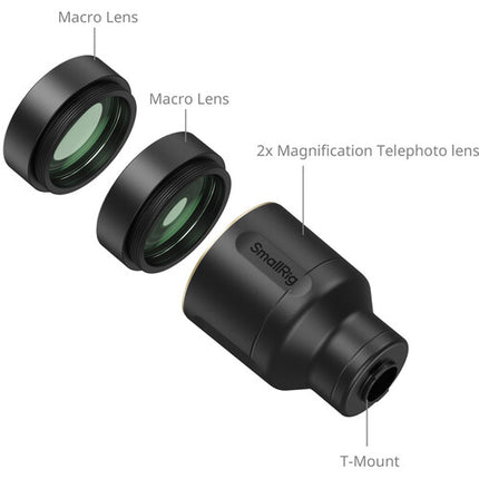 SmallRig Kit de Lentes Telefoto y Macro para Teléfonos con Montura T 4K