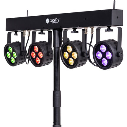 ColorKey PartyBar Mobile 100 EL paquete de iluminación móvil con batería 4 luces 10W 6 horas batería incluido soporte y control remoto IR