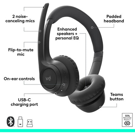 Logitech Zone 305 Auriculares Inalámbricos para Negocios Drivers 30mm 16 Horas Batería