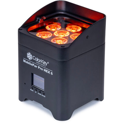 ColorKey MobilePar Pro Hex 6 Focos LED RGBAW+UV Inalámbricos 12W 25° 4-Pack con Estuche