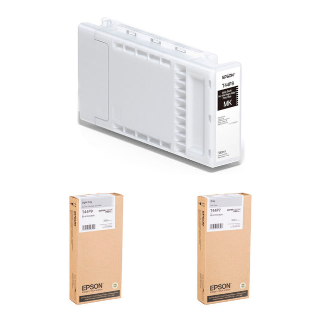 Epson UltraChrome PRO12 Kit de cartuchos de tinta 350mL Negro Mate Gris Claro y Gris para impresora de gran formato