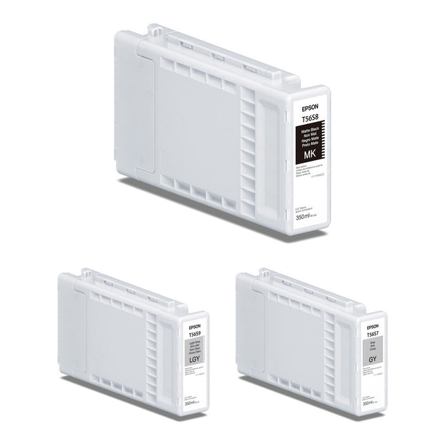 Epson T56S UltraChrome PRO10 Kit de Tintas 350ml Negro Mate Gris Claro y Gris para Impresoras de Gran Formato