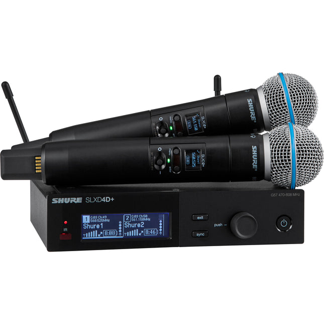 Shure SLXD24+/B58 Sistema Inalámbrico Universal de Micrófono Doble Canal con Beta 58A y Receptor Rackmount