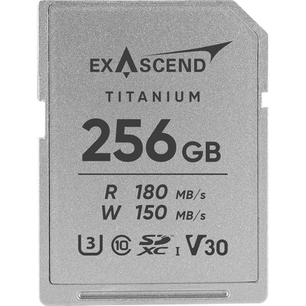 Exascend 256GB Titanium Tarjeta de Memoria SDXC UHS-I 180MB/s Lectura 150MB/s Escritura