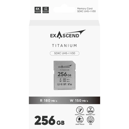 Exascend 256GB Titanium Tarjeta de Memoria SDXC UHS-I 180MB/s Lectura 150MB/s Escritura