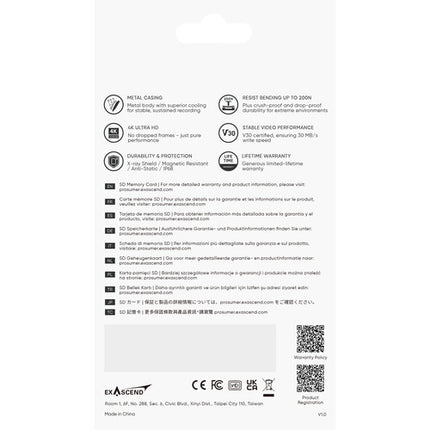 Exascend 256GB Titanium Tarjeta de Memoria SDXC UHS-I 180MB/s Lectura 150MB/s Escritura