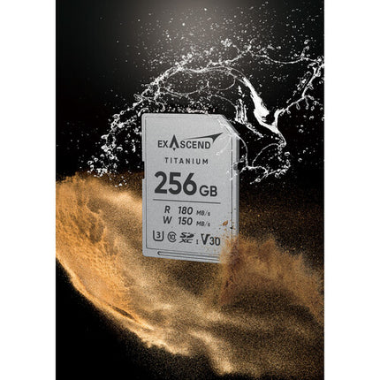 Exascend 256GB Titanium Tarjeta de Memoria SDXC UHS-I 180MB/s Lectura 150MB/s Escritura