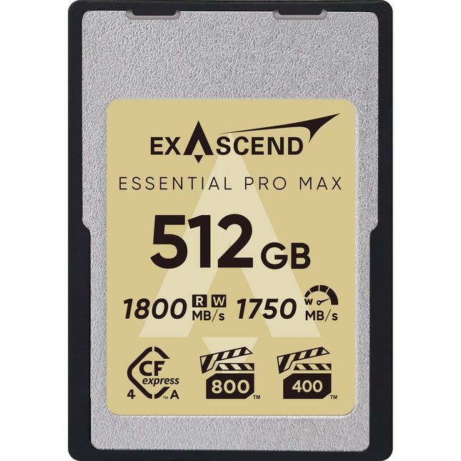Exascend 512GB Essential Pro Max CFexpress 4.0 Tipo A Tarjeta de Memoria 1800 MB/s Lectura Escritura