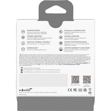Exascend 1TB Essential Pro Max Tarjeta de Memoria CFexpress 4.0 Tipo A 1800 MB/s Lectura Escritura