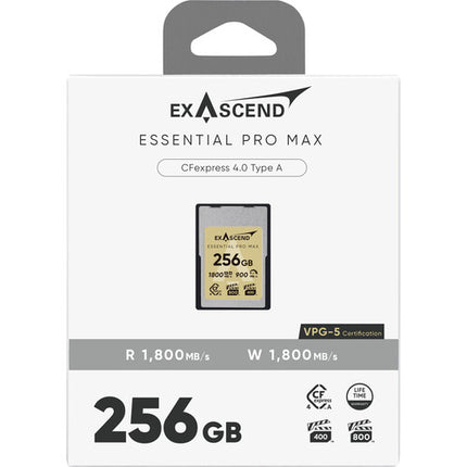 Exascend 256GB Essential Pro Max Tarjeta de Memoria CFexpress 4.0 Tipo A 1800 MB/s Lectura Escritura