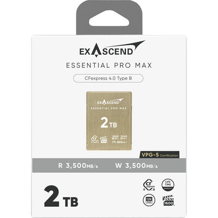 Exascend 2TB Essential Pro Max Tarjeta de Memoria CFexpress 4.0 Tipo B 3500 MBs lectura y escritura