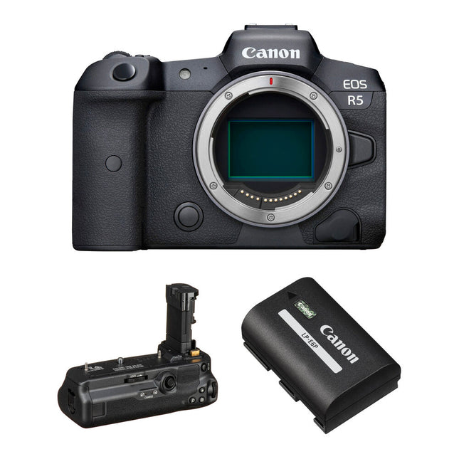 Canon EOS R5 Cámara sin Espejo 45MP con Empuñadura BG-R10 y Batería Extra
