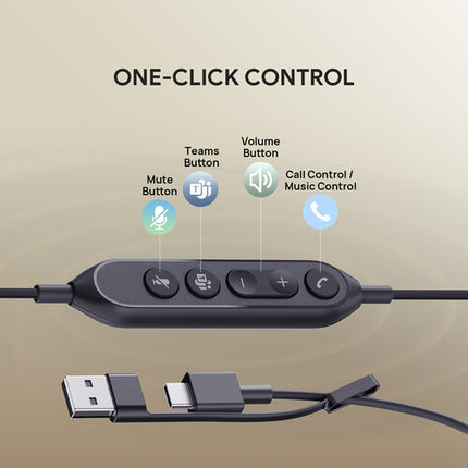 Yealink UH42 Auricular Mono USB-C para Microsoft Teams con Micrófono AI y Almohadillas de Espuma