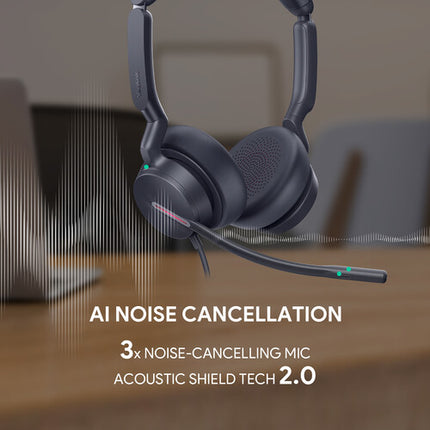 Yealink UH46 Auriculares USB-C/A Estéreo con Micrófonos AI y Bolsa