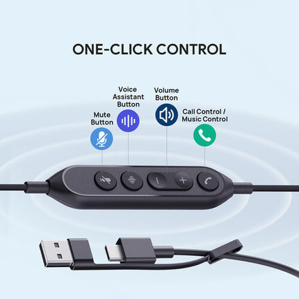 Yealink UH46 Auriculares USB-C/A Estéreo con Micrófonos AI y Bolsa