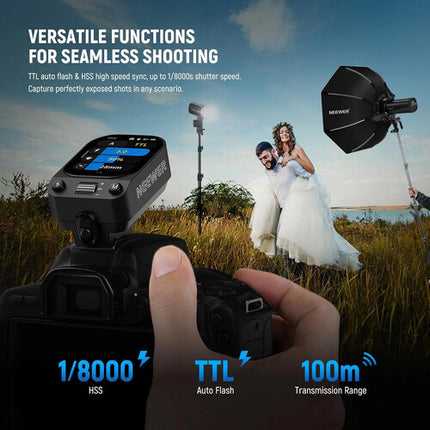 Neewer QZ-N Disparador Flash Inalámbrico TTL para Nikon OLED táctil batería recargable