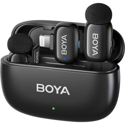BOYA mini 2 Sistema de Micrófono Inalámbrico para 2 Personas con Conector Lightning y Estuche de Carga