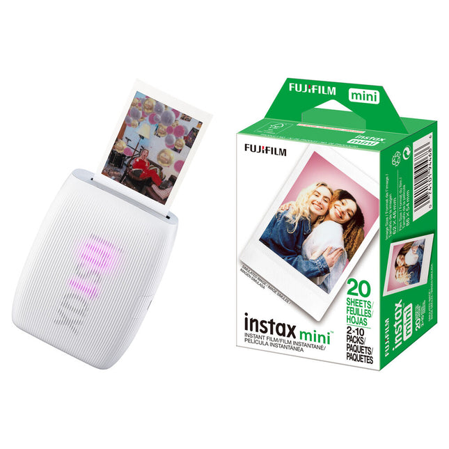FUJIFILM instax mini Link 3 impresora instantánea Bluetooth 5.1 fotos 2 x 3 pulgadas kit película 20 exposiciones Clay White