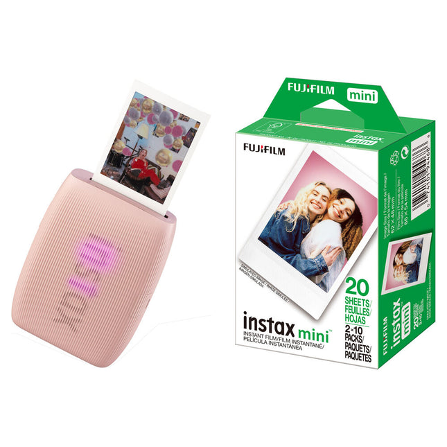 FUJIFILM instax mini Link 3 Impresora de Fotos 5.1 Bluetooth y Película 20 Exposiciones Rosa