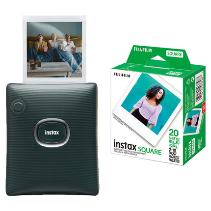 FUJIFILM instax Square Link Impresora Instantánea con Kit de 20 Fotografías 2.44x2.44 pulgadas Verde