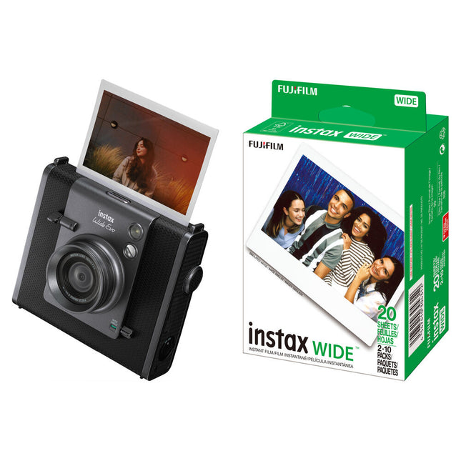 FUJIFILM instax WIDE EVO Cámara híbrida 16MP Lente 16mm con Kit película 20 hojas