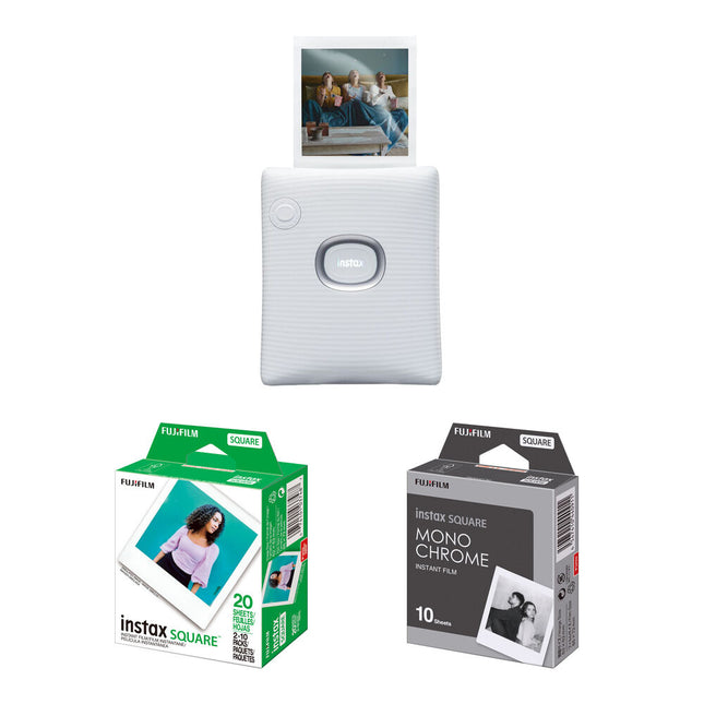 FUJIFILM instax Square Link Impresora para Smartphone con Película Color y Monocromo 2.44x2.44 Pulgadas USB-C Bluetooth