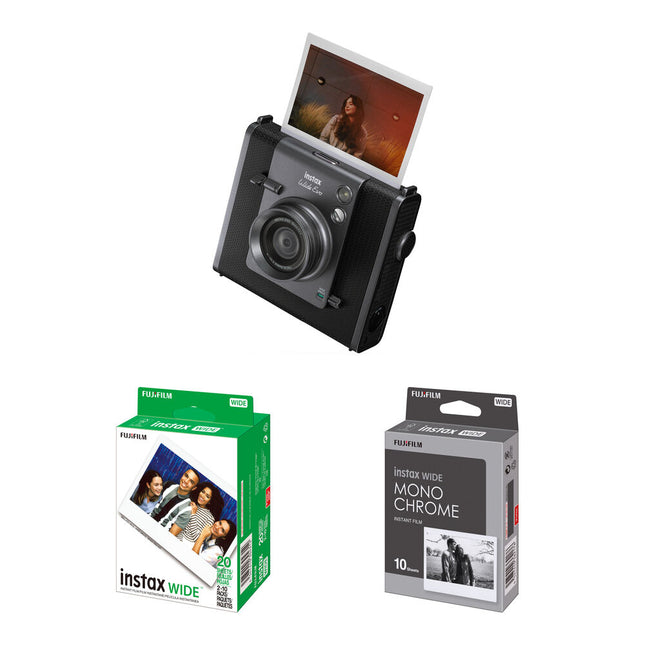 FUJIFILM instax WIDE EVO Cámara instantánea híbrida 16MP 16mm con kit de película 20 exposiciones