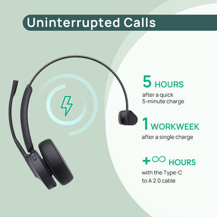 Yealink BH70 Auricular Bluetooth Mono Inalámbrico para Microsoft Teams con 35 Horas de Uso y USB-C/A