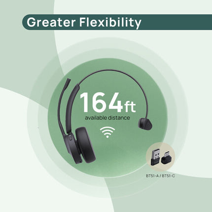 Yealink BH70 Auricular Bluetooth Mono Inalámbrico para Microsoft Teams con 35 Horas de Uso y USB-C/A