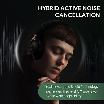Yealink BH76 Plus Auriculares Bluetooth Inalámbricos 40 Horas Cancelación Activa de Ruido con Base de Carga inalámbrica