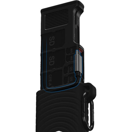 Leofoto LCR-01 Estuche Transferencia Tarjetas Naranja con USB-C y Almacenamiento para 11 tarjetas