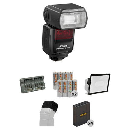 Nikon SB-5000 Speedlight Kit con Cargador Rápido 8 Bahías y 16 Baterías NiMH