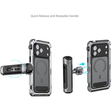 SmallRig Mobile Dual Handle Kit para iPhone 17 Pro Max Edición Megatron con asa inalámbrica giratoria y protector TPU