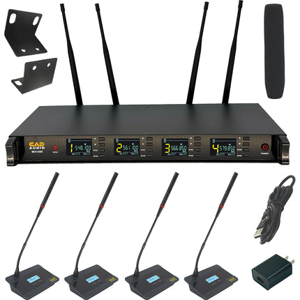 Sistema de micrófono inalámbrico CAD WX1400GN de 4 canales con alcance de 120 m y 50 frecuencias por canal