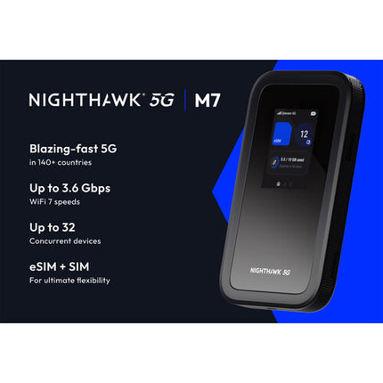 Netgear Nighthawk M7 Router 5G WiFi 7 4Gbps Móvil Pantalla Táctil