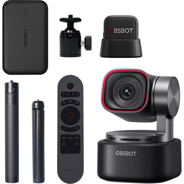 OBSBOT Tiny 3 Webcam 4K PTZ con Micrófono Inalámbrico y Accesorios