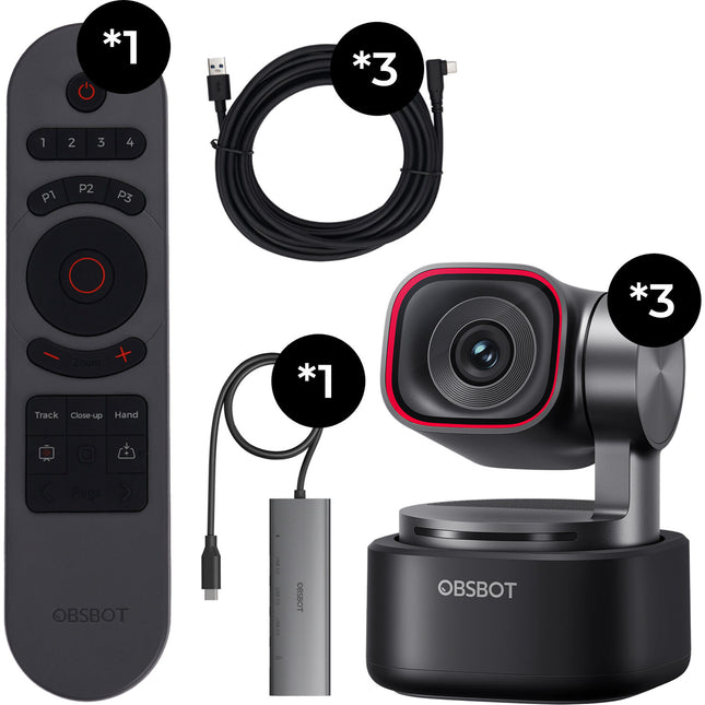 OBSBOT Tiny 3 Cámara Web 4K Multicam Combo Control Remoto USB 3.0 Hub