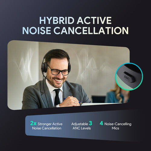 Yealink UH48 Auriculares USB-C/A Estéreo con Micrófonos Cancelación de Ruido 30mm y Bolsa Impermeable