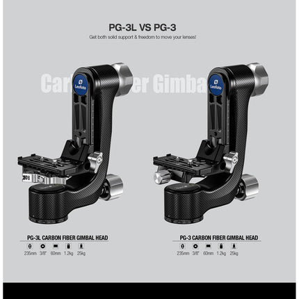 Leofoto PG-3L Cabezal Cardán de Fibra de Carbono 55 lb 9.25"