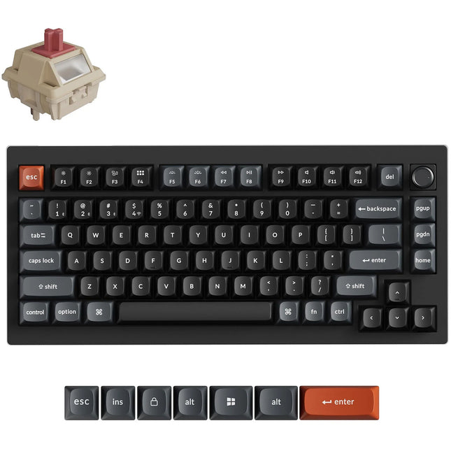 Keychron V1 Ultra 8K Teclado Mecánico Inalámbrico Negro 2.4 GHz Bluetooth 5.3 660 Horas Batería