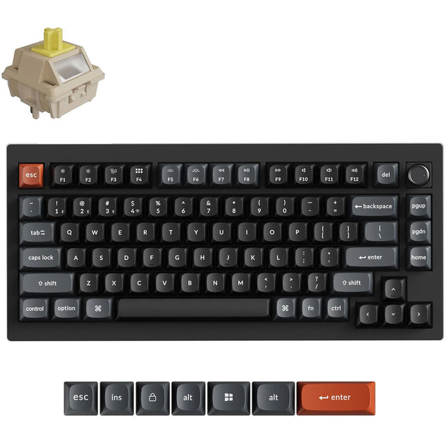 Keychron V1 Ultra 8K Teclado Mecánico Inalámbrico Negro 8000 Hz Conmutadores Banana