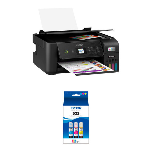Epson EcoTank ET-2800 Impresora Multifunción a Color con Wi-Fi y T522 Multi-Color