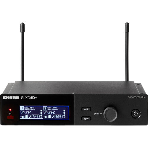 Shure SLXD4D+ receptor inalámbrico digital doble canal 138 MHz rango sintonía