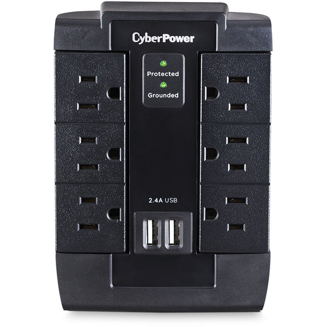 CyberPower P600WSURC1 Protector de sobretensión 6 tomas 1200 julios 2 USB