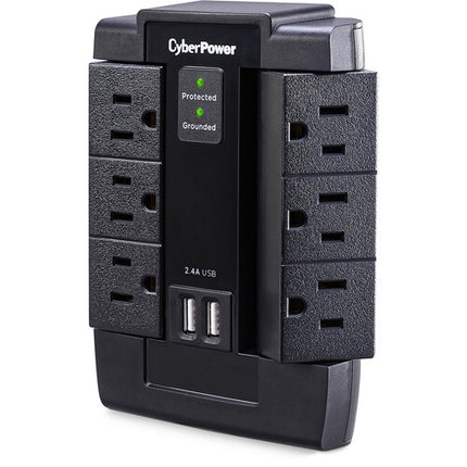 CyberPower P600WSURC1 Protector de sobretensión 6 tomas 1200 julios 2 USB
