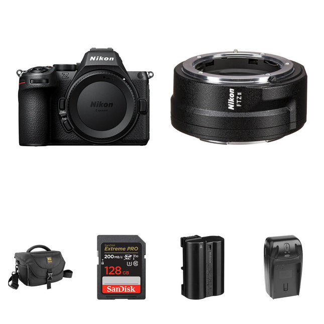 Nikon Z5 II Cámara sin Espejo con Adaptador FTZ II Sensor 24.5MP y Kit Essentials+ 128GB