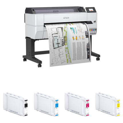 Epson SureColor T5475 Impresora inalámbrica de formato ancho 36" 2400x1200 dpi con kit de tintas UltraChrome XD2 T41W 110mL