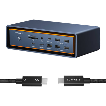 iVANKY FusionDock Max 2 con Cable Thunderbolt 5 Dock para MacBook con 140W y 2.5G Ethernet