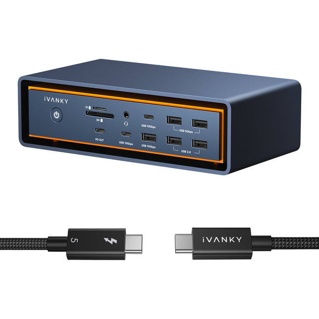 iVANKY FusionDock Max 2 con Cable Thunderbolt 5 Dock para MacBook con 140W y 2.5G Ethernet