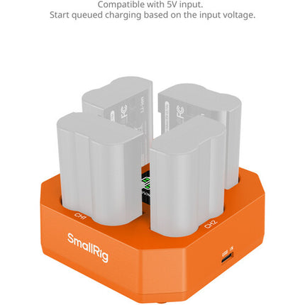 SmallRig EN-EL15C Cargador de Baterías Cuádruple con Indicadores LED